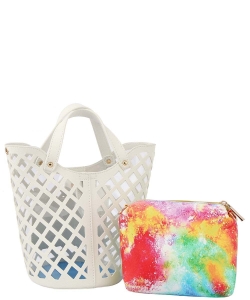 Bucket Bag With Cosmetic Bag Inside JY-0420 WHITE